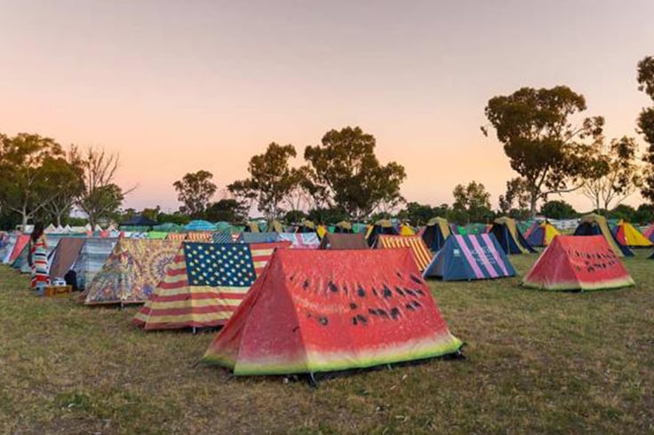 row of tents at music festival in australia